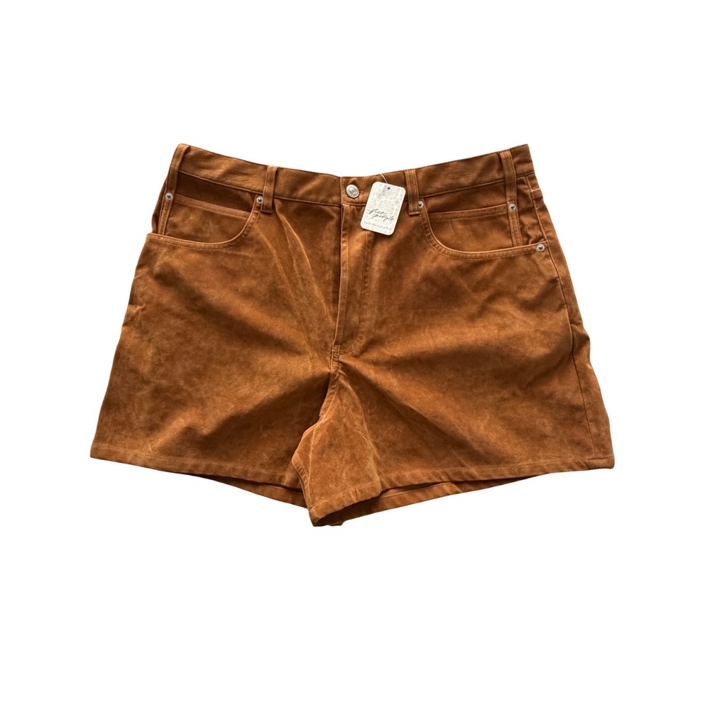 We The Free Free People High Rise Faux Suede Shorts Dark Honey Tan Size 33 NEW